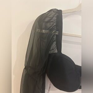 Rehab Black Sheer Sleeve Bra